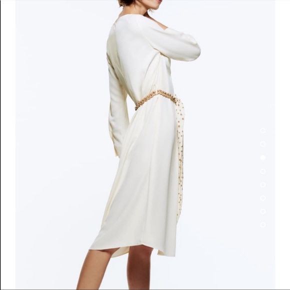 NWOT Zara MIDI long sleeve dress with belt detail - Picture 3 of 10